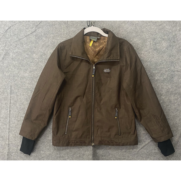Skhoop Of Scandinavia Jacket Womens Sz M Brown Embroidered‎ Lined Pockets - Picture 1 of 12
